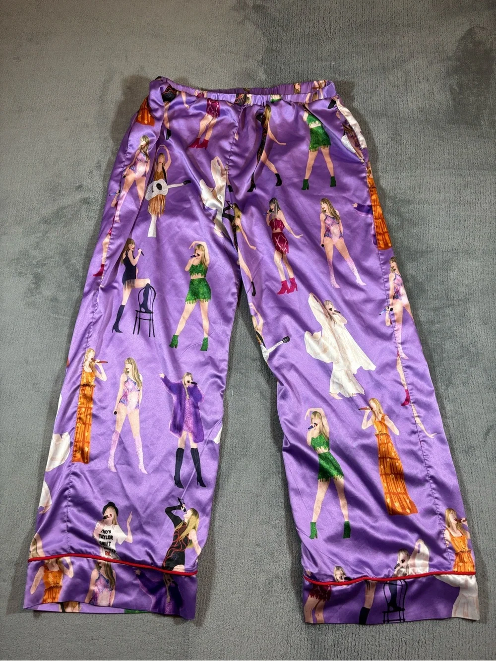 Taylor Swift Purple Satin Wide-Leg Pajama Pants with Pockets!